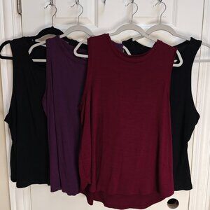 4 Pack A New Day Tank Top Set in Black, Burgandy, and Purple
